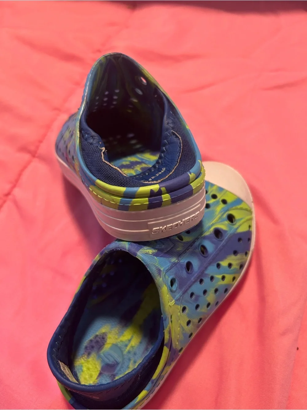 Skechers Kids Slip-On Water Shoes - Blue, Green, Yellow Tie-Dye